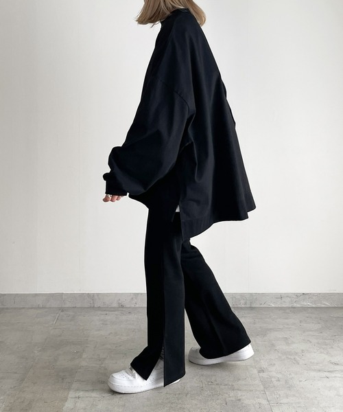 y/m by MIHO（イムバイミホ）の「サイドスリットビッグロンT（Tシャツ/カットソー・レディース・ブラック/ホワイト・FREE）」の12枚目の写真