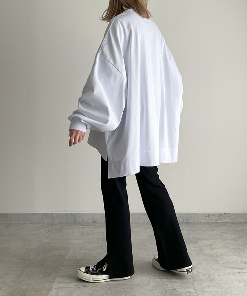 y/m by MIHO（イムバイミホ）の「サイドスリットビッグロンT（Tシャツ/カットソー・レディース・ブラック/ホワイト・FREE）」の22枚目の写真