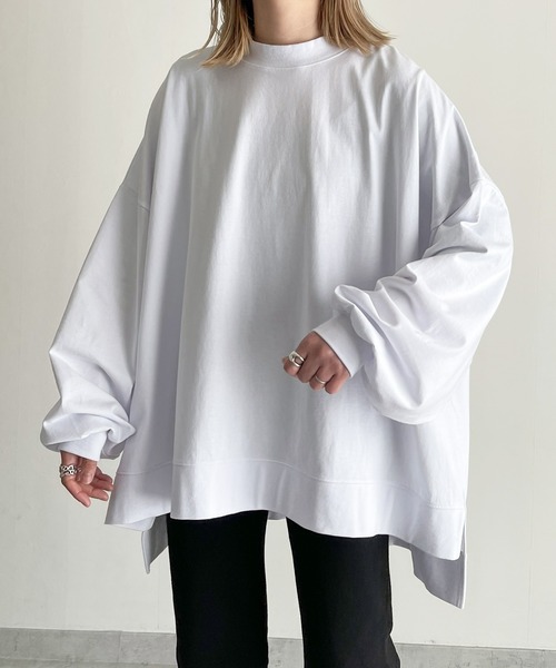 y/m by MIHO（イムバイミホ）の「サイドスリットビッグロンT（Tシャツ/カットソー・レディース・ブラック/ホワイト・FREE）」の13枚目の写真