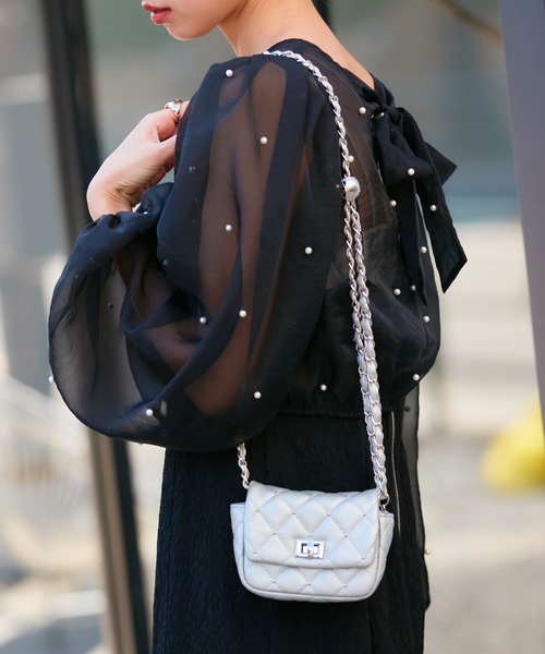 VIS（ビス）の「ミニスタッズチェーンショルダーバッグ（ショルダーバッグ・レディース・ブラック/グリーン/ピンク/イエロー系その他2/シルバー・FREE）」の5枚目の写真