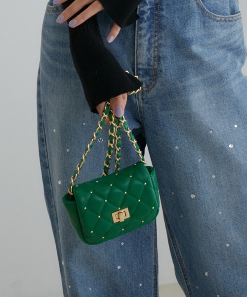 VIS（ビス）の「ミニスタッズチェーンショルダーバッグ（ショルダーバッグ・レディース・ブラック/グリーン/ピンク/イエロー系その他2/シルバー・FREE）」の11枚目の写真