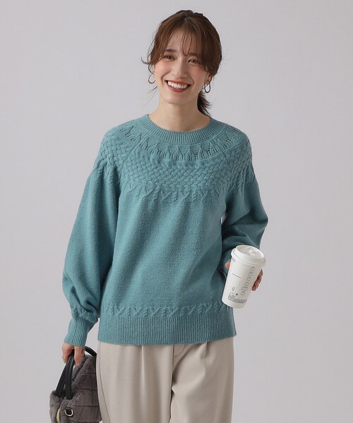 DRESKIP(ドレスキップ)の「◆【ふんわり やわらか】求心編みニット(ニット/セーター・レディース・オフホワイト/ブラック/ブルー/ピンク系・04/03/02)」の3枚目の写真