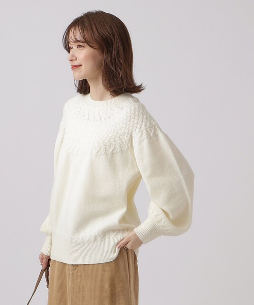 DRESKIP(ドレスキップ)の「◆【ふんわり やわらか】求心編みニット(ニット/セーター・レディース・オフホワイト/ブラック/ブルー/ピンク系・04/03/02)」の7枚目の写真
