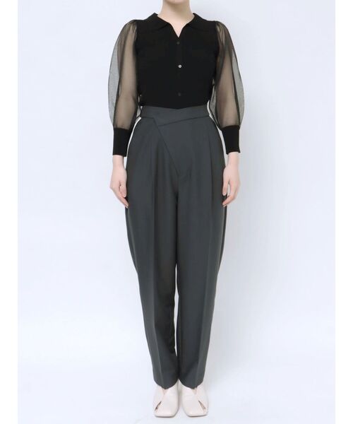 B00965 ラグナムーンLAGUNAMOON アシンメトリーラップパンツ セール】アシンメトリーバックベルトパンツ（スラックス