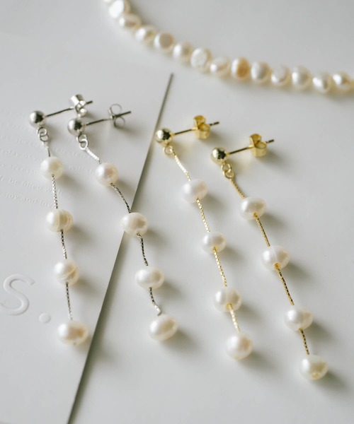 Ops.（オプス）の「パール シルバー925 ピアス ゴールド 金属アレルギー対応【afrizo-tre アフリジオ・トレ】（ピアス（両耳用）・レディース・シルバー/イエローゴールド・ONE SIZE）」の7枚目の写真