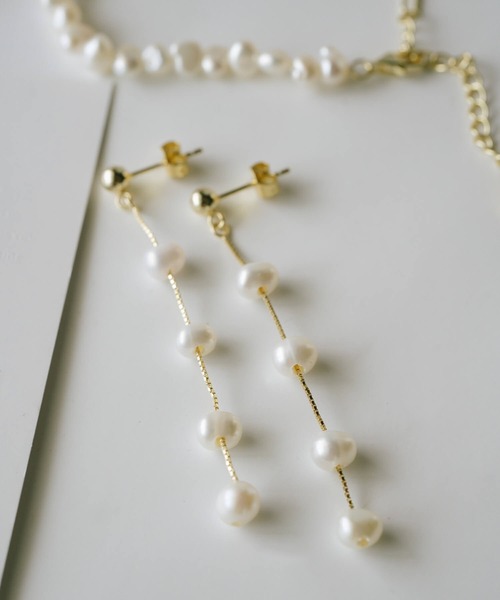 Ops.（オプス）の「パール シルバー925 ピアス ゴールド 金属アレルギー対応【afrizo-tre アフリジオ・トレ】（ピアス（両耳用）・レディース・シルバー/イエローゴールド・ONE SIZE）」の5枚目の写真