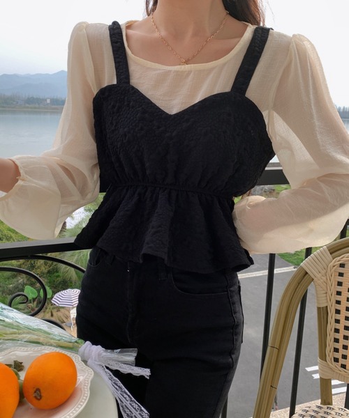 Sibra（シブラ）の「シースルーブラウス（シャツ/ブラウス・レディース・アイボリー/ブラック・M）」の13枚目の写真