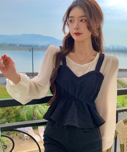 Sibra（シブラ）の「シースルーブラウス（シャツ/ブラウス・レディース・アイボリー/ブラック・M）」の17枚目の写真