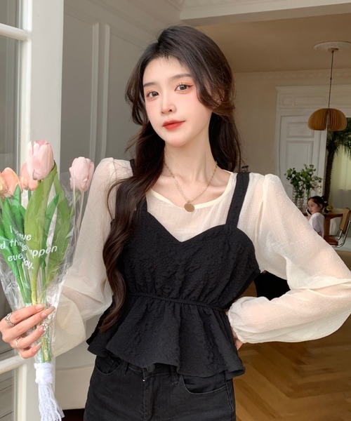 Sibra（シブラ）の「シースルーブラウス（シャツ/ブラウス・レディース・アイボリー/ブラック・M）」の18枚目の写真