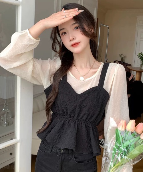 Sibra（シブラ）の「シースルーブラウス（シャツ/ブラウス・レディース・アイボリー/ブラック・M）」の16枚目の写真