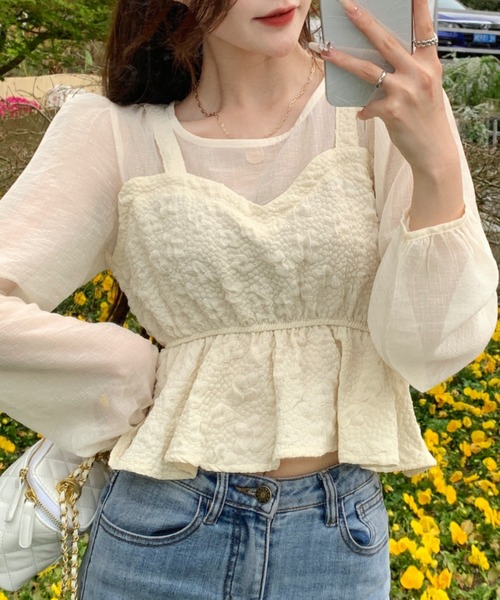 Sibra（シブラ）の「シースルーブラウス（シャツ/ブラウス・レディース・アイボリー/ブラック・M）」の4枚目の写真