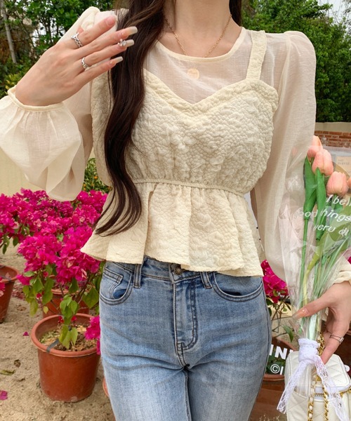 Sibra（シブラ）の「シースルーブラウス（シャツ/ブラウス・レディース・アイボリー/ブラック・M）」の5枚目の写真