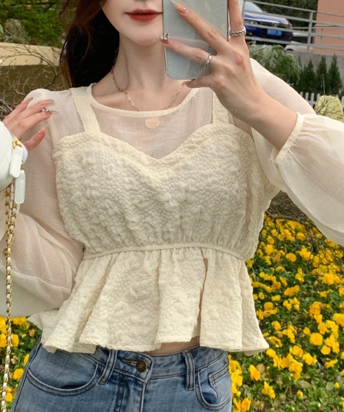 Sibra（シブラ）の「シースルーブラウス（シャツ/ブラウス・レディース・アイボリー/ブラック・M）」の6枚目の写真