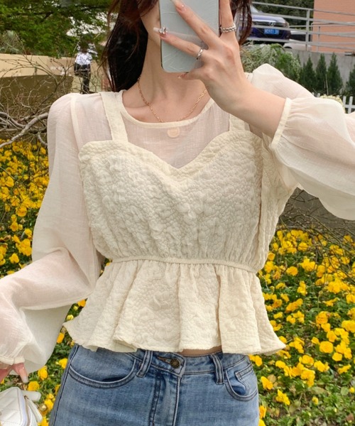 Sibra（シブラ）の「シースルーブラウス（シャツ/ブラウス・レディース・アイボリー/ブラック・M）」の7枚目の写真