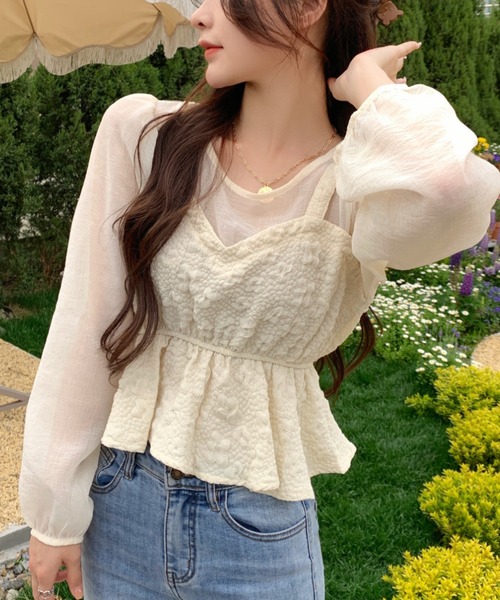 Sibra（シブラ）の「シースルーブラウス（シャツ/ブラウス・レディース・アイボリー/ブラック・M）」の8枚目の写真