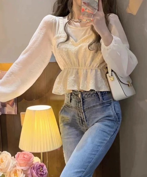 Sibra（シブラ）の「シースルーブラウス（シャツ/ブラウス・レディース・アイボリー/ブラック・M）」の9枚目の写真