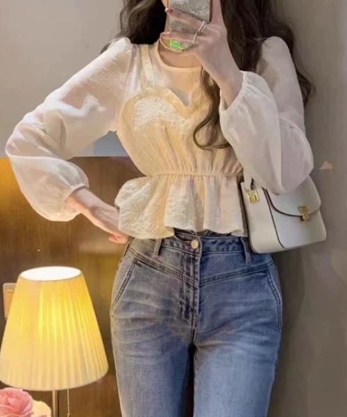 Sibra（シブラ）の「シースルーブラウス（シャツ/ブラウス・レディース・アイボリー/ブラック・M）」の10枚目の写真