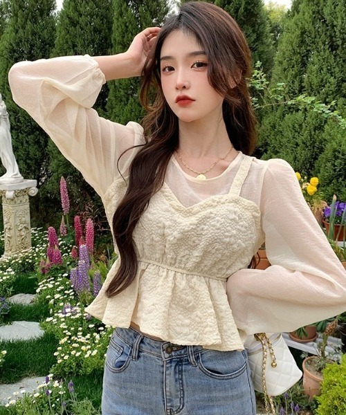 Sibra（シブラ）の「シースルーブラウス（シャツ/ブラウス・レディース・アイボリー/ブラック・M）」の11枚目の写真