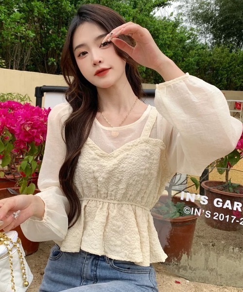 Sibra（シブラ）の「シースルーブラウス（シャツ/ブラウス・レディース・アイボリー/ブラック・M）」の12枚目の写真