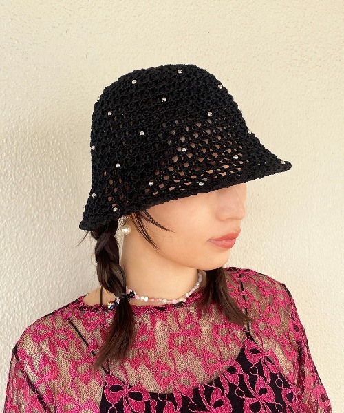 Casselini（キャセリーニ）の「Casselini(キャセリーニ)ドットビーズサマーハット（ハット・レディース・ブラック/ベージュ/ブラウン・FREE）」の12枚目の写真