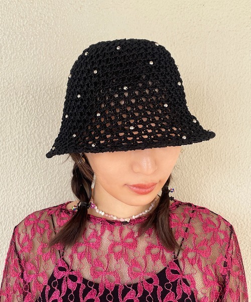 Casselini（キャセリーニ）の「Casselini(キャセリーニ)ドットビーズサマーハット（ハット・レディース・ブラック/ベージュ/ブラウン・FREE）」の16枚目の写真