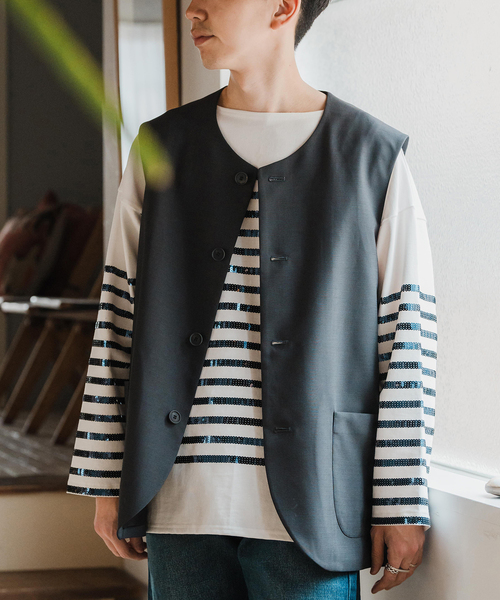 EDIFICE(エディフィス)の「Vintage mills ジレ(ベスト・メンズ・グレー/ブラック・MEDIUM/LARGE)」の1枚目の写真