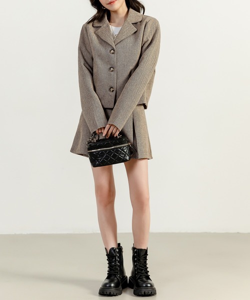 セール】【セットアップ】長袖韓国っぽシェブロン柄ジャケット+