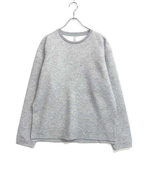 TRAP/U (トラップユー)の「ジオメトリック柄ジャカード / クルーネック スリット ロンTee(長袖)(Tシャツ/カットソー・メンズ・ホワイト/ブラック/グレー・M/L)」の3枚目の写真