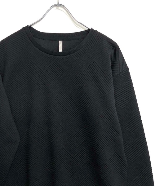 TRAP/U (トラップユー)の「ジオメトリック柄ジャカード / クルーネック スリット ロンTee(長袖)(Tシャツ/カットソー・メンズ・ホワイト/ブラック/グレー・M/L)」の5枚目の写真
