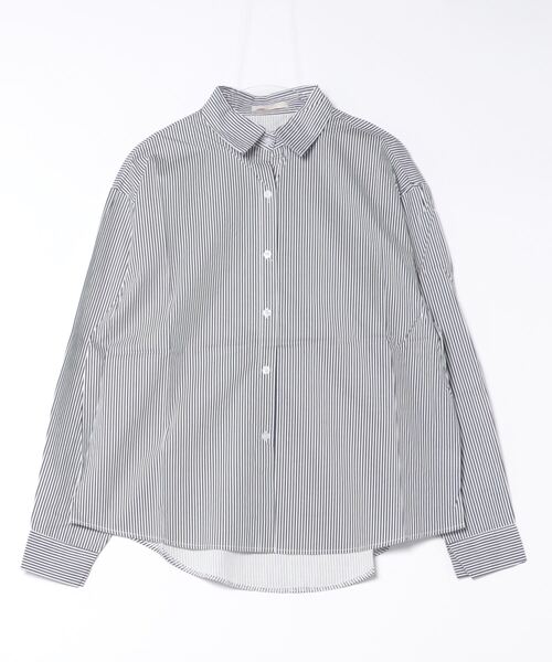 frunco(フランコ)の「ストライプシャツ(シャツ/ブラウス・レディース・グリーン/ピンク/パープル/ネイビー/ブルー/ブラック・FREE)」の4枚目の写真