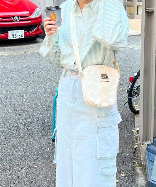 frunco(フランコ)の「ストライプシャツ(シャツ/ブラウス・レディース・グリーン/ピンク/パープル/ネイビー/ブルー/ブラック・FREE)」の21枚目の写真