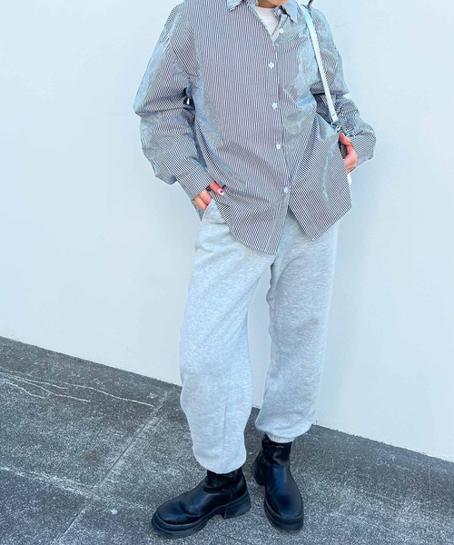 frunco(フランコ)の「ストライプシャツ(シャツ/ブラウス・レディース・グリーン/ピンク/パープル/ネイビー/ブルー/ブラック・FREE)」の11枚目の写真