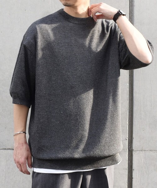 SHIPS any(シップス エニィ)の「SHIPS any: 〈手洗い可能〉リネンミックス サマーニット リラックス シアー Tシャツ◇(Tシャツ/カットソー・メンズ・ブラック/ロイヤルブルー/ダークグレー/オリーブ・SMALL/LARGE/MEDIUM)」の14枚目の写真