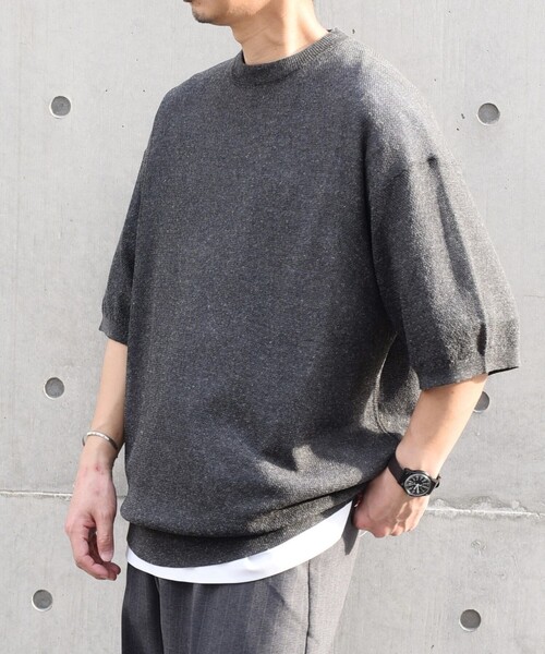 SHIPS any(シップス エニィ)の「SHIPS any: 〈手洗い可能〉リネンミックス サマーニット リラックス シアー Tシャツ◇(Tシャツ/カットソー・メンズ・ブラック/ロイヤルブルー/ダークグレー/オリーブ・SMALL/LARGE/MEDIUM)」の15枚目の写真