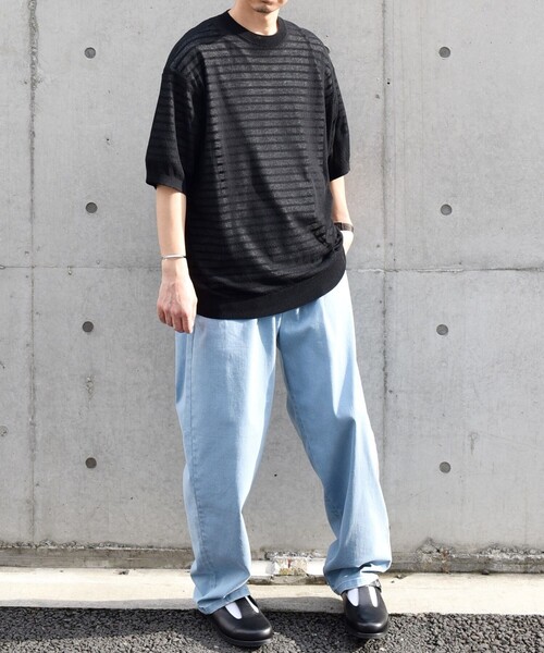 SHIPS any(シップス エニィ)の「SHIPS any: 〈手洗い可能〉リネンミックス サマーニット リラックス シアー Tシャツ◇(Tシャツ/カットソー・メンズ・ブラック/ロイヤルブルー/ダークグレー/オリーブ・SMALL/LARGE/MEDIUM)」の16枚目の写真