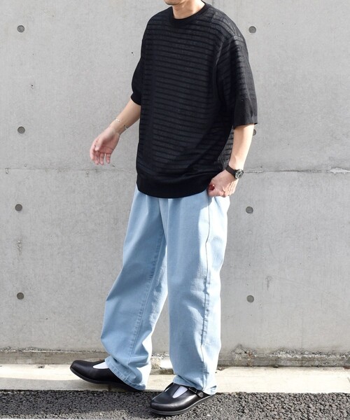 SHIPS any(シップス エニィ)の「SHIPS any: 〈手洗い可能〉リネンミックス サマーニット リラックス シアー Tシャツ◇(Tシャツ/カットソー・メンズ・ブラック/ロイヤルブルー/ダークグレー/オリーブ・SMALL/LARGE/MEDIUM)」の17枚目の写真