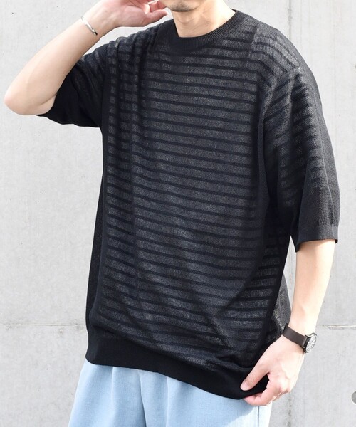 SHIPS any(シップス エニィ)の「SHIPS any: 〈手洗い可能〉リネンミックス サマーニット リラックス シアー Tシャツ◇(Tシャツ/カットソー・メンズ・ブラック/ロイヤルブルー/ダークグレー/オリーブ・SMALL/LARGE/MEDIUM)」の18枚目の写真