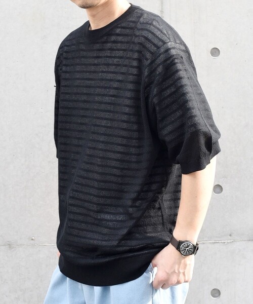 SHIPS any(シップス エニィ)の「SHIPS any: 〈手洗い可能〉リネンミックス サマーニット リラックス シアー Tシャツ◇(Tシャツ/カットソー・メンズ・ブラック/ロイヤルブルー/ダークグレー/オリーブ・SMALL/LARGE/MEDIUM)」の19枚目の写真