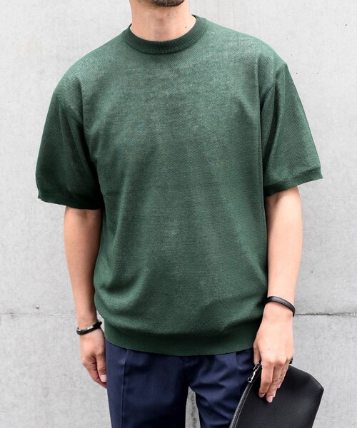 SHIPS any(シップス エニィ)の「SHIPS any: 〈手洗い可能〉リネンミックス サマーニット リラックス シアー Tシャツ◇(Tシャツ/カットソー・メンズ・ブラック/ロイヤルブルー/ダークグレー/オリーブ・SMALL/LARGE/MEDIUM)」の22枚目の写真