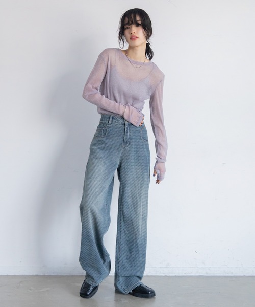 VACANCY（ヴァカンシー）の「モノグラム織柄ストレートデニム（デニムパンツ・レディース・ブルー・SMALL/MEDIUM/LARGE/X-SMALL）」の9枚目の写真