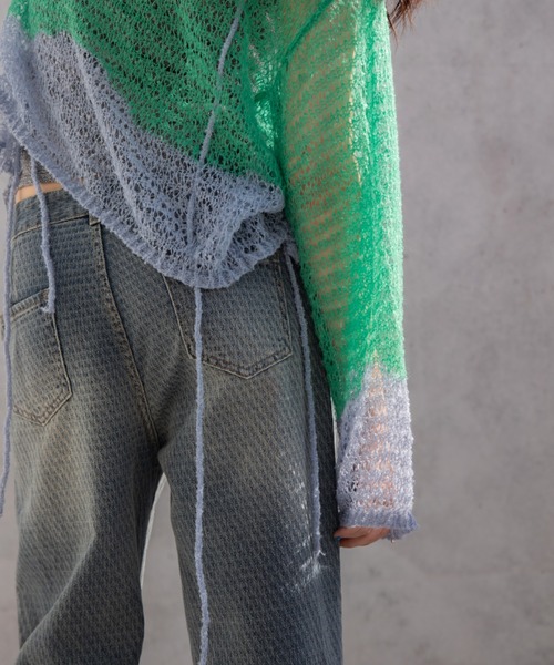 VACANCY（ヴァカンシー）の「モノグラム織柄ストレートデニム（デニムパンツ・レディース・ブルー・SMALL/MEDIUM/LARGE/X-SMALL）」の15枚目の写真