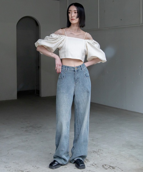 VACANCY（ヴァカンシー）の「モノグラム織柄ストレートデニム（デニムパンツ・レディース・ブルー・SMALL/MEDIUM/LARGE/X-SMALL）」の19枚目の写真