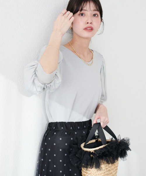 natural couture(ナチュラルクチュール)の「異素材ボリューム袖2WAYニット(ニット/セーター・レディース・ラベンダー/アイボリー/サックスブルー/ブラック・FREE)」の16枚目の写真