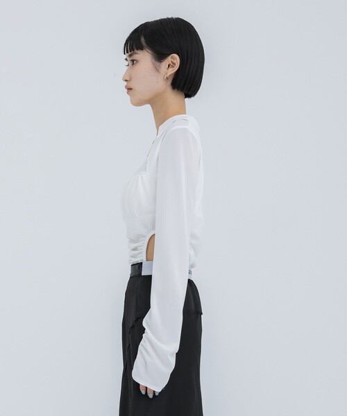 THINGS THAT MATTER（シングス ザット マター）の「【THINGS THAT MATTER/シングス ザット マター】JERSEY BODY SUIT/ジャージーボディスーツ（シャツ/ブラウス・レディース・ブラック/ホワイト・FREE）」の7枚目の写真