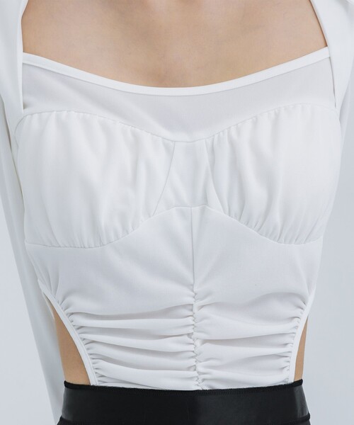 THINGS THAT MATTER（シングス ザット マター）の「【THINGS THAT MATTER/シングス ザット マター】JERSEY BODY SUIT/ジャージーボディスーツ（シャツ/ブラウス・レディース・ブラック/ホワイト・FREE）」の4枚目の写真