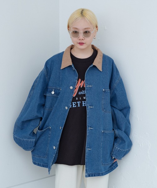 WHIMSIC(ウィムジック)の「【UNISEX】チョアコート(デニムジャケット・メンズ・ブルー/ホワイト・FREE)」の14枚目の写真