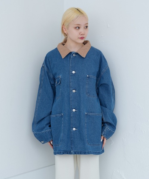WHIMSIC(ウィムジック)の「【UNISEX】チョアコート(デニムジャケット・メンズ・ブルー/ホワイト・FREE)」の18枚目の写真
