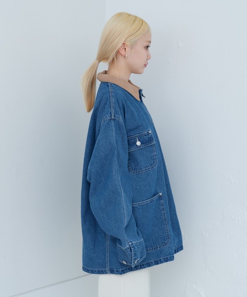 WHIMSIC(ウィムジック)の「【UNISEX】チョアコート(デニムジャケット・メンズ・ブルー/ホワイト・FREE)」の19枚目の写真
