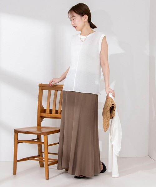 NOLLEY’S(ノーリーズ)の「《アンサンブル対応》シアーワッフルタンクトップ(Tシャツ/カットソー・レディース・ライトグリーン/ネイビー/オフホワイト・FREE)」の4枚目の写真