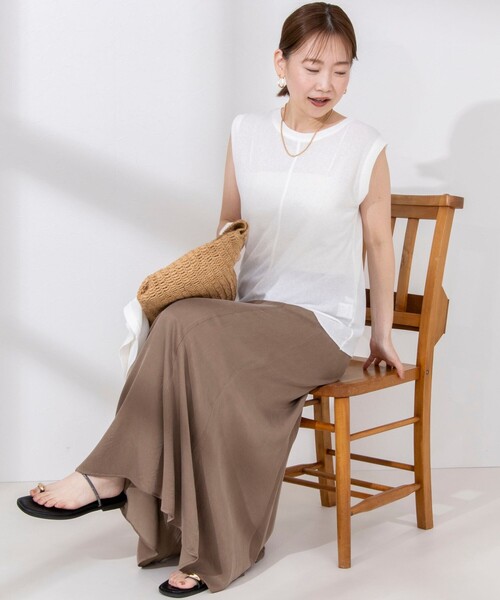 NOLLEY’S(ノーリーズ)の「《アンサンブル対応》シアーワッフルタンクトップ(Tシャツ/カットソー・レディース・ライトグリーン/ネイビー/オフホワイト・FREE)」の5枚目の写真